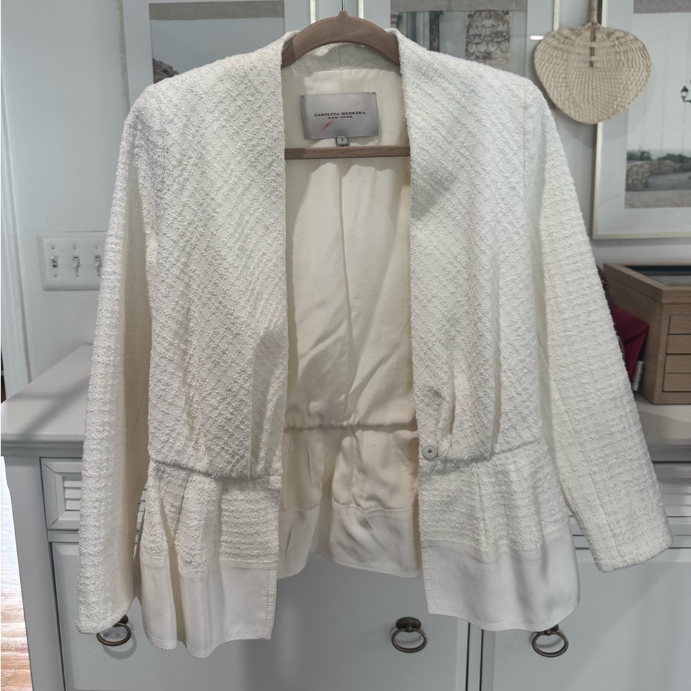 Carolina Herrera White boucle style Blazer